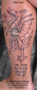 Saxon White Dragon Tattoo with Templar Design – LuckyFish Art